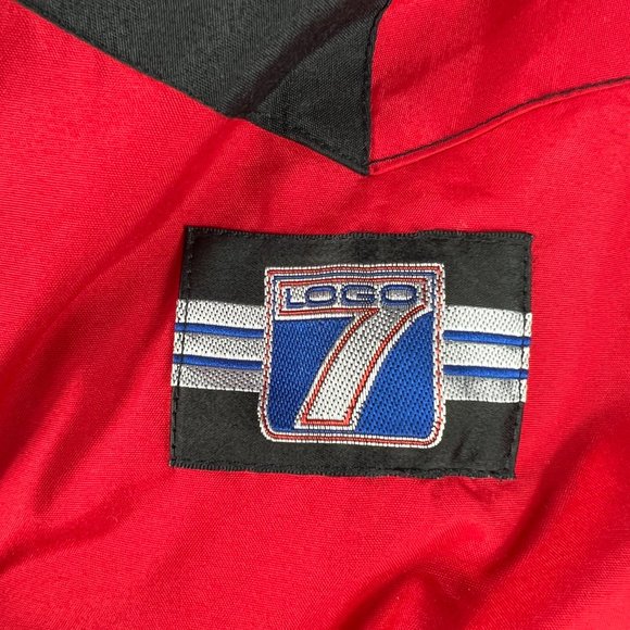 VTG 90s Logo 7 Chicago Bulls Jacket Extra Large Black & Red Full Zip Puffer Coat - Picture 10 of 16